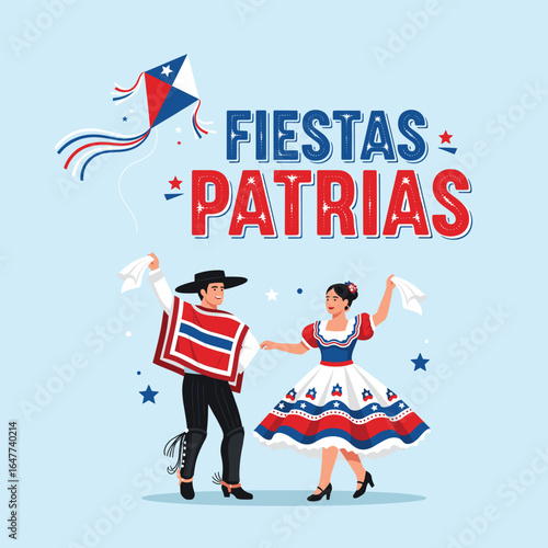 Couples Dancing Cueca Fiestas Patrias Chile