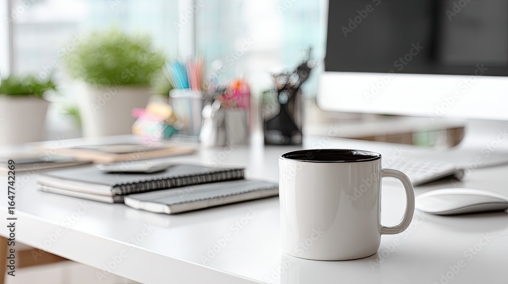 Obraz premium Modern office workspace with coffee