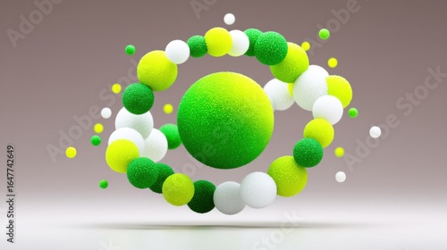 Abstract 3D Spheres in Circular Motion on Gradient Background