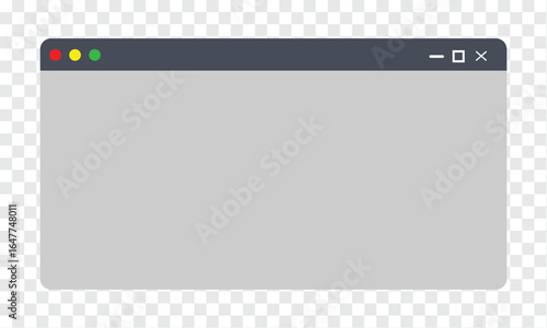 Cartoon browser window. Isolated website template. Web page mockup in simple design. Empty window o network page. Computer page frame in modern style. Vector EPS 10.