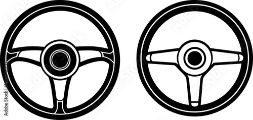 Car steering wheel set, a Set of steering wheels, car steering collection, Vector of car steering, car steering silhouette, car steering isolated on white background