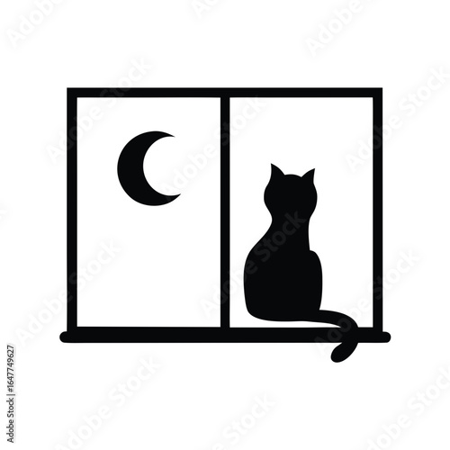cat on a window vector  design