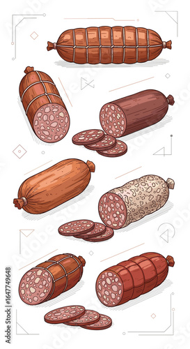 Variety of cured sausage cuts and slices ready for culinary delights