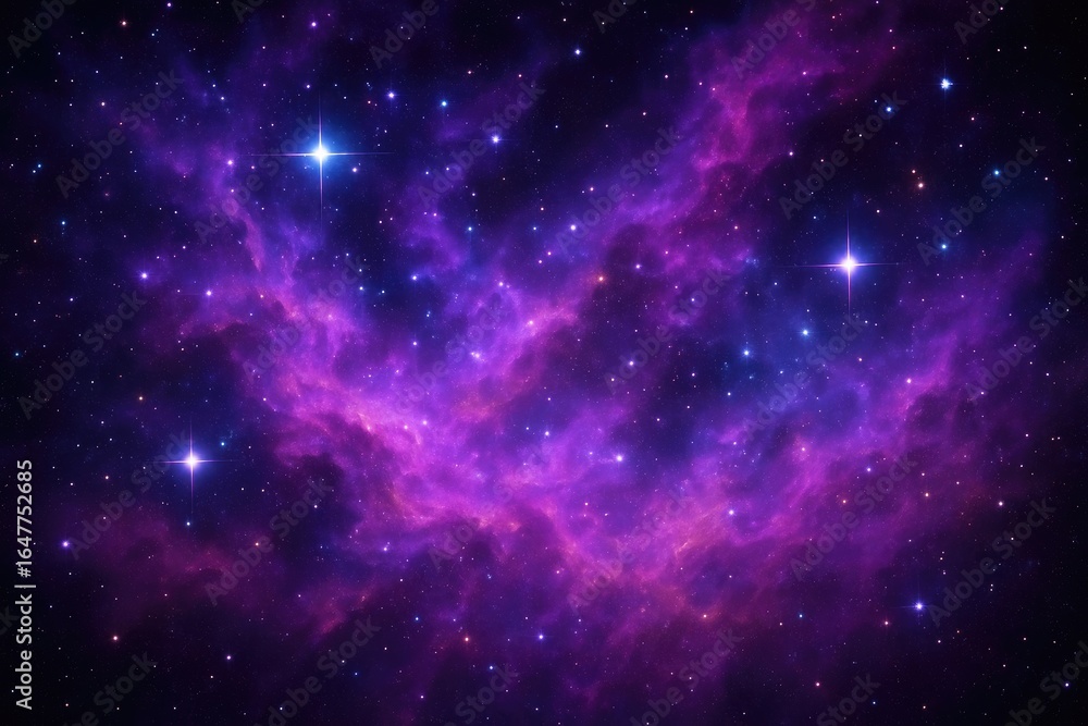 Fototapeta premium Ethereal Purple Nebula with Scattered Bright Stars space galaxy