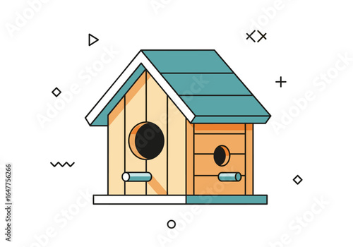 Charming wooden birdhouse with multiple entrances and decorative elements for backyard wildlife