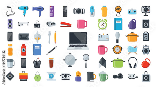 Large Collection of Diverse Household and Electronic Objects electronics appliances.