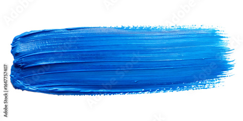 Fototapeta Naklejka Na Ścianę i Meble -  Bold blue paint brush stroke with textured bristles graphic design isolated on a transparent background
