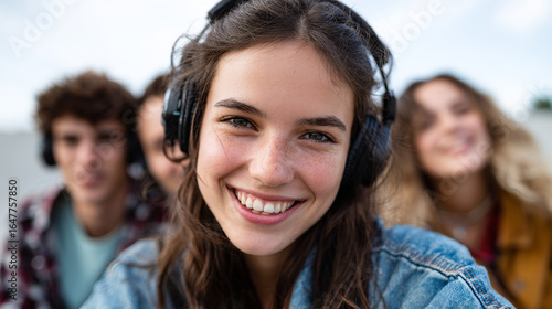 Teenagers with headphones.