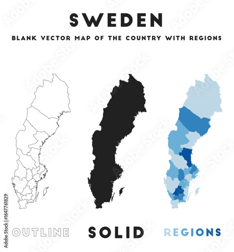 Sweden map. Borders of Sweden for your infographic. Vector country shape. Vector illustration.