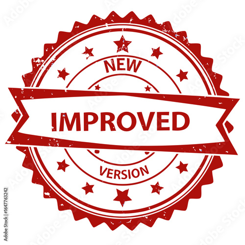 New Improved Version Red Badge Seal Business Product Update Enhancement Label
