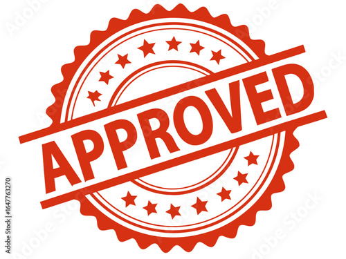 Approved Red Stamp Seal Badge Business Verification Quality Control Symbol