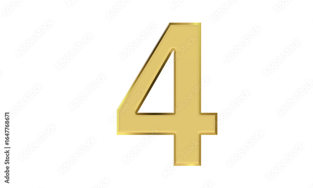 Obraz premium The number 4 with 3d shiny gold foil effect