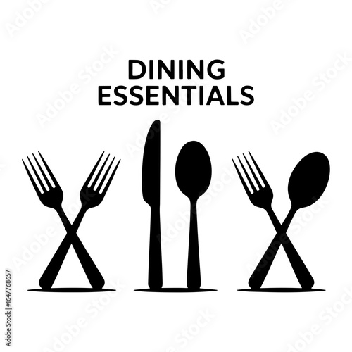 Black cutlery and forks arranged on white background spoons knife