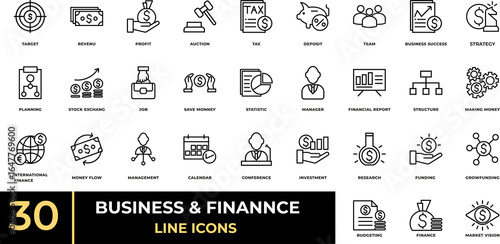 Business and Finance Line Icons Set