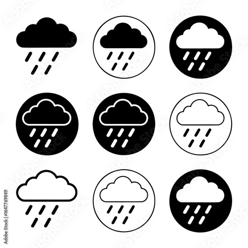 Cloud with falling rain icons weather precipitation