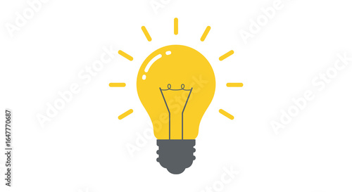 A bright yellow light bulb with lines radiating from it
