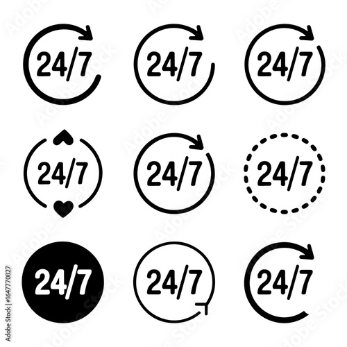 Perpetual Availability Icons twenty four seven constant service
