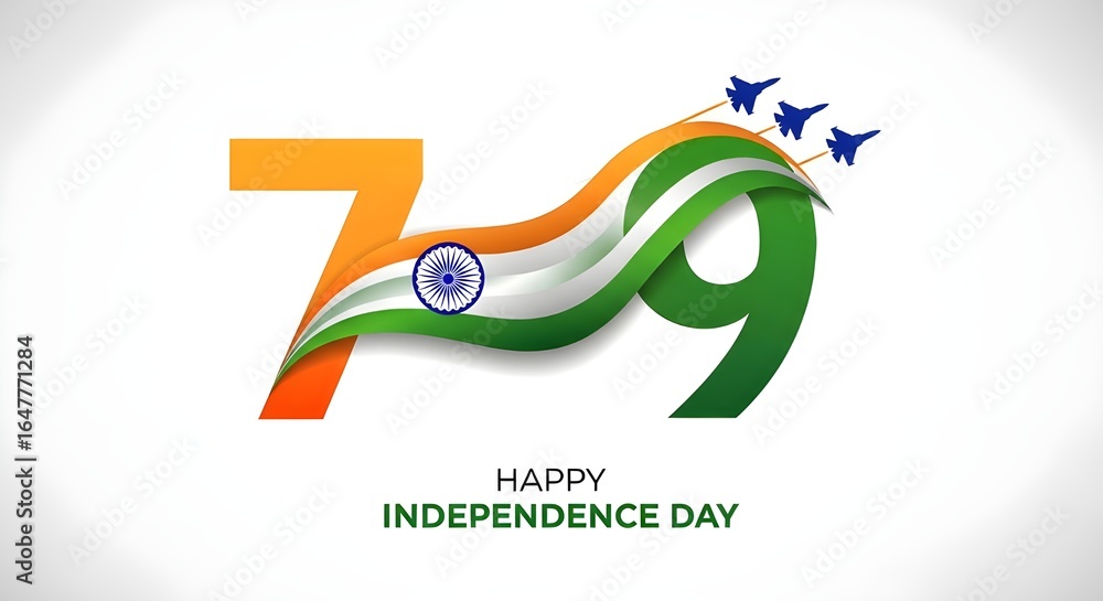 Fototapeta premium Creative 79th Independence Day Logo – Patriotic Anniversary Design