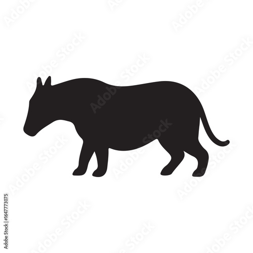Silhouette of a tapir standing sideways