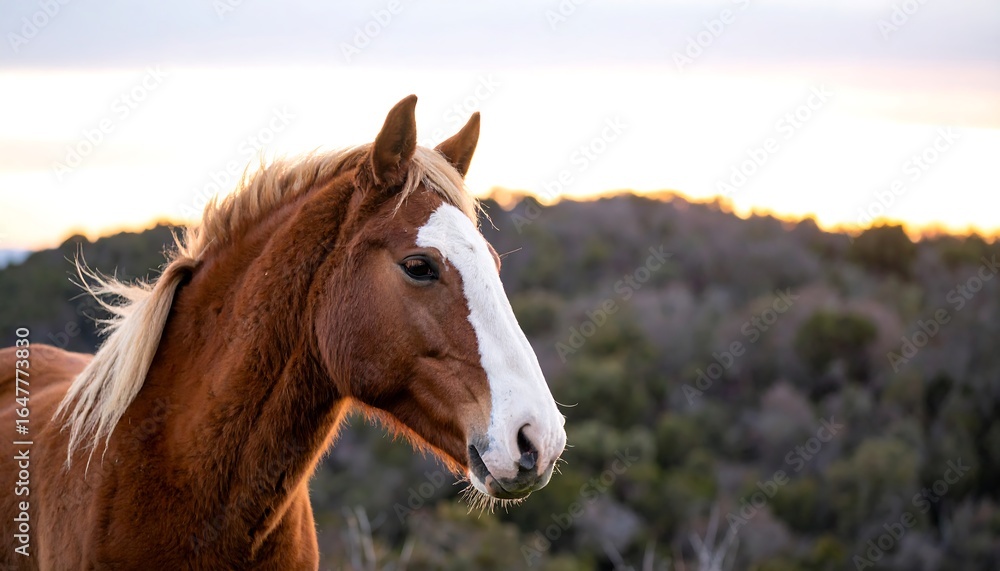 Fototapeta premium Horse at sunset, profile view