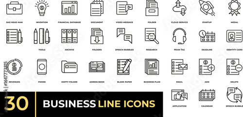 Business Line Icons Set