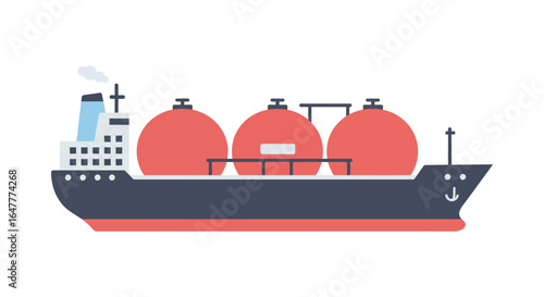 Large cargo ship with storage tanks on deck at sea