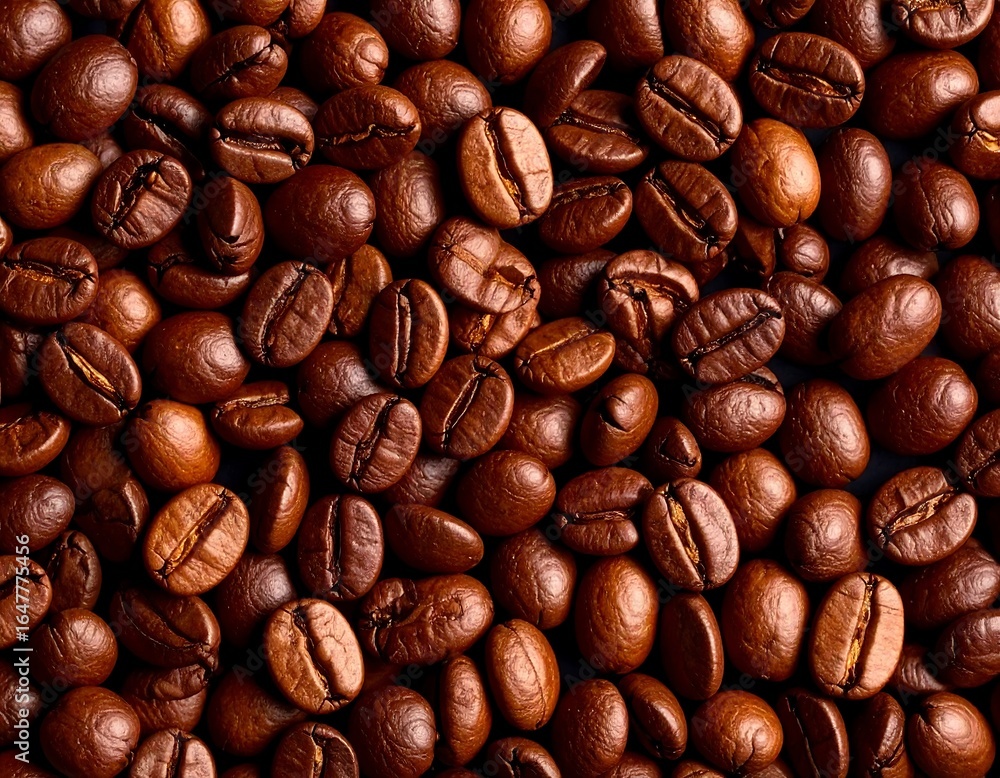 Naklejka premium Close-up view of roasted coffee beans