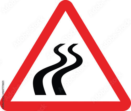 Winding road sign isolated on white background, warning drivers of upcoming curves and potential hazards to ensure safe driving and prevent accidents