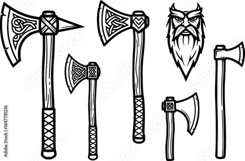 Viking Axes Black SVG Vector Outline

