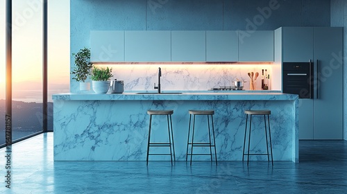 Modern kitchen with panoramic view