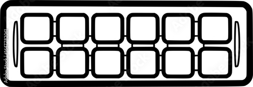Ice Cube Tray Vector Black Outline SVG
