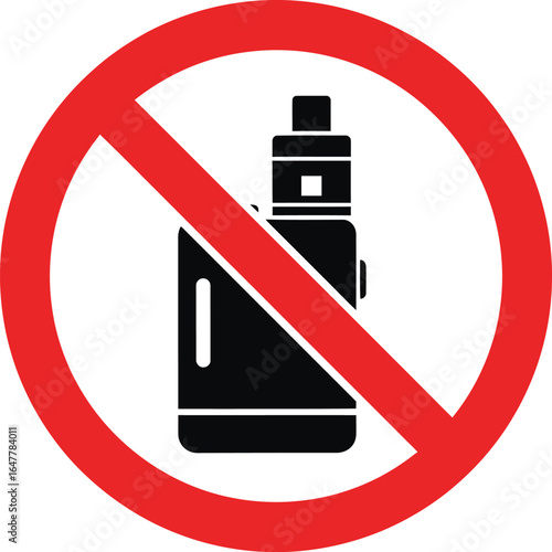 No vape sign featuring a crossedout electronic cigarette, indicating a ban on vaping in the area, isolated on white background