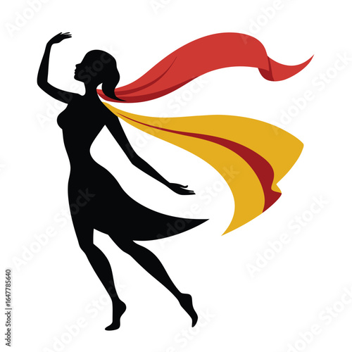 Dancing girl silhouette vector illustration in elegant pose