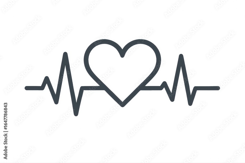 Modern heart and heartbeat line icon representing health, medical, and wellness concepts Modern heart and heartbeat line icon representing health, medical, and wellness concepts