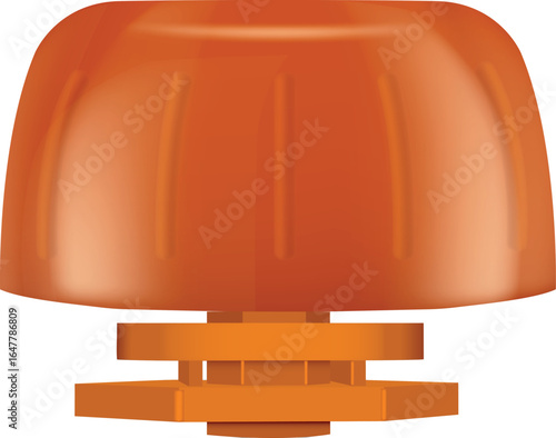 Orange plastic cap for pouch bag, realistic vector illustration of 3D doy-pack bag packaging spout lid mockup front view