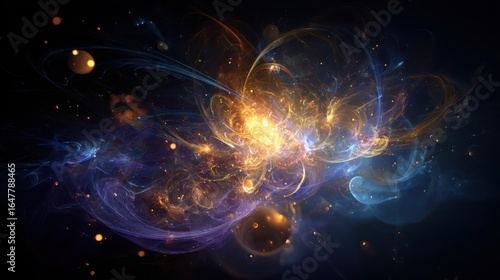 Wallpaper Mural Vibrant abstract nebula with swirling colors and glowing orbs in deep space Torontodigital.ca