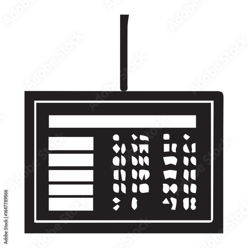 Airport flight schedule board displaying flight information for travelers isolated on white background