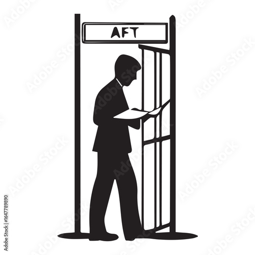 Airport security scanner for passenger check isolated on white background