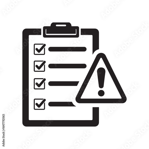 Silhouette icon of a clipboard with a checklist, featuring three horizontal lines each marked with a check symbol. 
