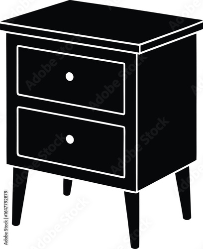 Bedside Table silhouette vector art illustration and minimal black and white design