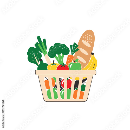 A basket full of fresh and healthy fruits and vegetables for a balanced diet, Freshly picked produce in a woven basket ready for a delicious and nutritious meal