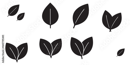 Leaf icon. Two stylized green leaves representing nature and freshness vector illustration. Eco-friendly growth and organic symbol. Sustainability and environmental sign. Natural pictogram.