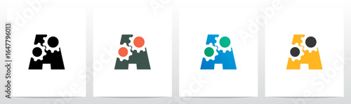Gears Cogwheels Pair On Letter Initial Logo Design A