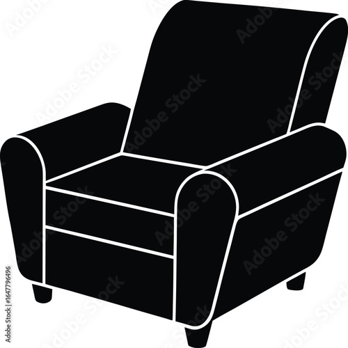 Recliner silhouette vector art illustration