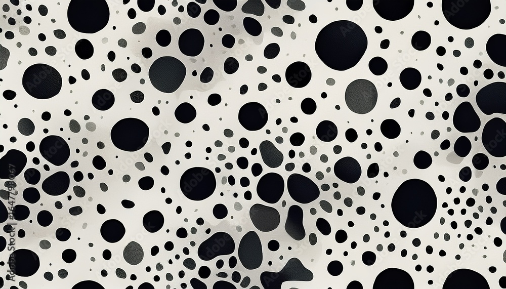 Fototapeta premium horizontal seamless pattern of black chaotic spots on white background reminiscent of dalmatian fur style repeat
