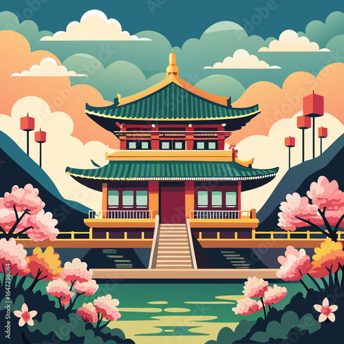 chinese temple in the park