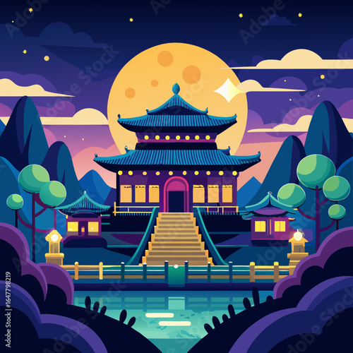 chinese temple at night