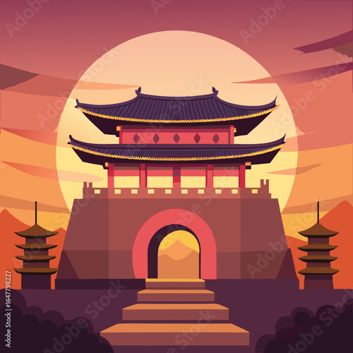 chinese temple in the morning