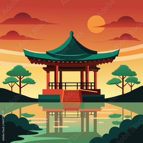 pavilion in the garden of the temple