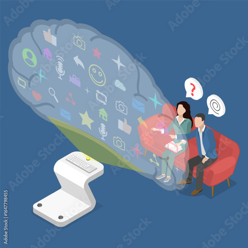 3D Isometric Flat Vector Illustration of Psychotherapy Concept, Talk Therapy For Mental Health Counseling